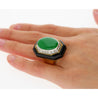 David Webb Signed Type A Fei Chui Jadeite Jade and Onyx Platinum & 18K Ring