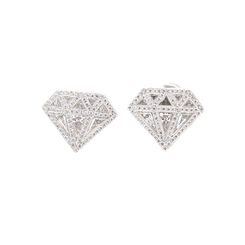 Diamond Shaped 2 CTTW Diamond Stud in 18K White Gold Earrings – Assay Jewelers