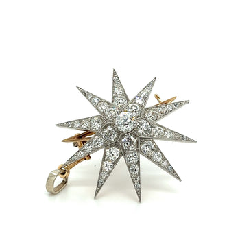 Dreicer & Co. Old Euro Cut Diamond Star Shaped Pendant or Pin in 18Kt Gold and Platinum – Assay Jewelers