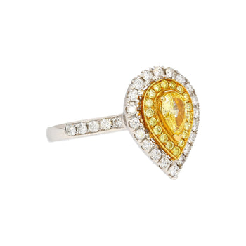Bague diamant jaune vif fantaisie taille poire 1.05 carat certifiée EGL – Assay Jewelers