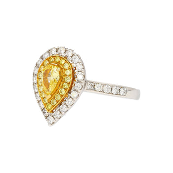 Bague en diamant jaune vif fantaisie taille poire, certifiée EGL, 1.05 Carat – Assay Jewelers