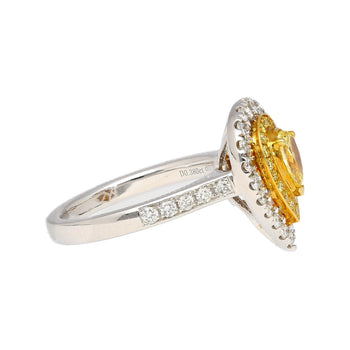 Bague en diamant jaune vif fantaisie taille poire, 1,05 carat, certifiée EGL – Assay Jewelers
