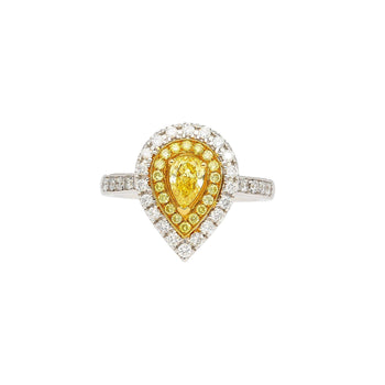 Bague en diamant jaune fancy vivid taille poire certifiée EGL de 1,05 carat – Assay Jewelers