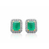 Emerald Cut Colombian Emerald Stud Earrings in 18k white and yellow gold