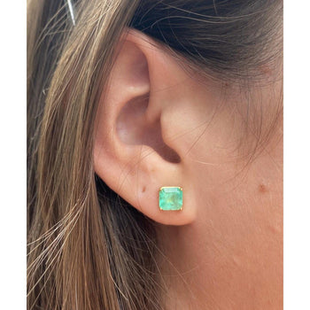 Emerald Cut Natural Emerald Stud Earrings in 18k Solid Yellow Gold – Assay Jewelers