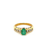 Smaragd im Emerald Cut und Diamant im Channel-Setting in 18k Gelbgold Ring