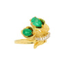 Emerald Diamond 18K Gold Floral Blossom Matte Finish Ring