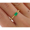 Emerald & Diamond Ribbed Shank Thin Stacking Ring 18K Gold