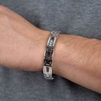 Floating Channel Set Natural Diamond Mens Link Bracelet in 14K White Gold – Assay Jewelers