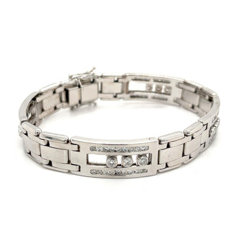 Floating Channel Set Natural Diamond Mens Link Bracelet in 14K White Gold – Assay Jewelers