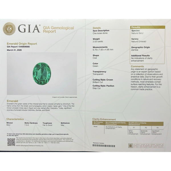 GIA 2.53 Carat No Oil Emerald & 5 Carat Diamond Platinum Drop Pendant