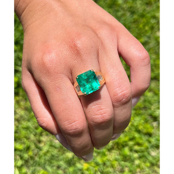 GIA 8.64 Ct Colombian Emerald & Diamond Men's Ring 18K Gold – Assay Jewelers