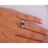 GIA Cert. 1.85 Carat Oval Blue Sapphire & Diamond 14K White Gold 3 Stone Ring