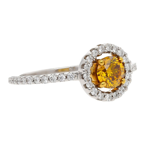 GIA Certified 0.46 Carat Fancy Deep Orange Yellow Diamond Engagement Ring