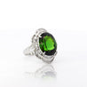 GIA Certified 10.47 Carat Green Oval Cut Tourmaline & Diamond in Platinum Cocktail Ring