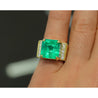 GIA Certified 13 Carat Colombian Emerald Men's Ring in 18K Gold With Princess Cut Diamonds