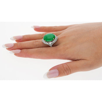 Bague en jadeïte Grade A certifiée GIA, 14,68 carats, avec diamant, en or 18K – Assay Jewelers