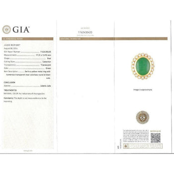 Bague en jade jadéite grade A de 14.68 carats certifiée GIA, avec diamant en or 18K – Assay Jewelers