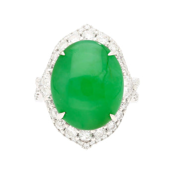 Bague en jadéite de jade Grade A de 14,68 carats certifiée GIA, avec diamant, en or 18K – Assay Jewelers
