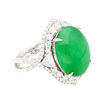 Bague en jade jadéite grade A certifiée GIA de 14,68 carats avec diamant en or 18K – Assay Jewelers