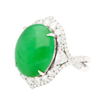 Bague en jadéite de grade A de 14,68 carats certifiée GIA avec diamant en or 18K – Assay Jewelers