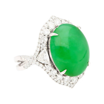 Bague en jadeïte de grade A certifiée GIA de 14,68 carats, avec diamant, en or 18K – Assay Jewelers