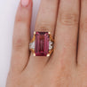 GIA Certified 15.07 Carat Emerald Cut Pink Tourmaline and Diamond Ring