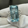 GIA Certified 16.70 Carat Aquamarine and Diamond Vintage Cocktail Ring