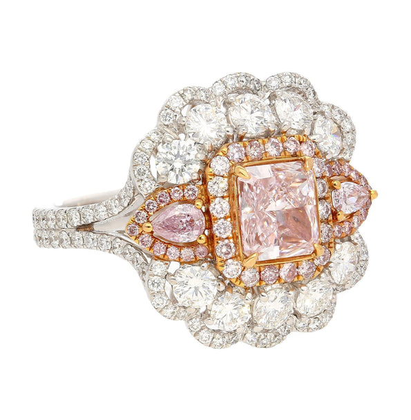 GIA Certified 1.07 Carat Fancy Light Purplish Pink Diamond Halo Cocktail Ring