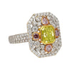 GIA Certified 1.15 Carat Radiant Cut Fancy Intense Yellowish Green Diamond Ring With Pink/White Side Stones