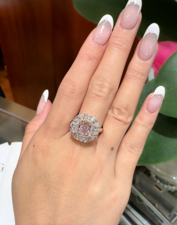 GIA Certified 1.69 Carat Fancy Pink Diamond Engagement Ring