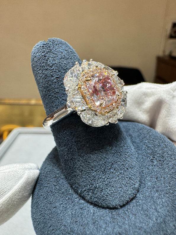 GIA Certified 1.69 Carat Fancy Pink Diamond Engagement Ring