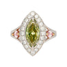 GIA Certified 1.92 carat Brownish Greenish Yellow Marquise Cut Diamond Ring