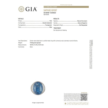 Bague cocktail en saphir bleu taille cabochon de 26 carats certifiée GIA – Assay Jewelers