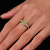 GIA Certified 2.22 Carat Fancy Yellow-Green Radiant Cut Diamond 3 Stone Ring in 18K White Gold