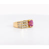 GIA Certified 2.77 Carat Oval Cut Pink Sapphire Square Shape Ring in Half Bezel and Channel Setting