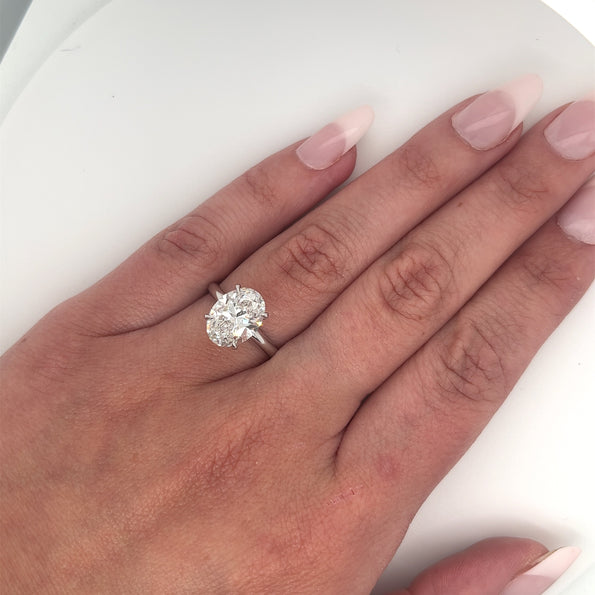 GIA Certified 3 Carat Oval Lab Grown Diamond Solitaire Ring