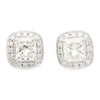 GIA Certified 3 Carat Total Radiant Cut Diamond Stud Earrings in 18K White Gold