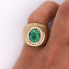 GIA Certified 3.01 Carat Colombian Emerald & Diamond 18K Yellow Gold Unisex Ring