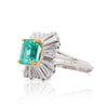 GIA Certified 3.07 Carat Colombian Emerald & Diamond Platinum Ballerina Ring
