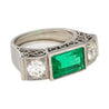 GIA Certified 3.10 Carat No Oil Muzo Colombian Emerald & Old Cut Diamond Ring