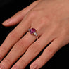GIA Certified 3.2 Carat No Heat Pink Sapphire Oval and Diamond 3 Stone Ring