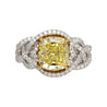 GIA Certified 3.25ct Yellow Diamond Heart Shank 18KGold Ring