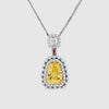 GIA Zertifiziert 3,28 Karat Fancy Intense Gelb Schild Drachenform Geschliffener Natürlicher Diamant Pendant Halskette