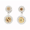 GIA Certified 3.96 Carat Round Fancy Brown To Yellow Diamond Drop Earrings