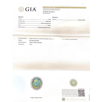GIA Certified 4.09-carat White Opal and Diamond Halo in Platinum and Gold Ring – Assay Jewelers