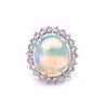 GIA Certified 4.09-carat White Opal and Diamond Halo in Platinum and Gold Ring