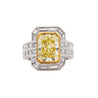 GIA Certified 4.12 Carat Fancy Yellow VS1 Radiant Diamond Halo Engagement Ring