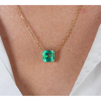 GIA Certified 4.38 Carat Colombian Emerald in 18K Gold Floating Connecting Necklace – Assay Jewelers