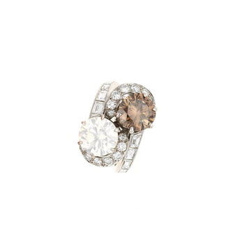 GIA Certified 4.75 Carat TW Fancy Brown and White Diamond Toi Et Moi Bypass Ring in Platinum – Assay Jewelers